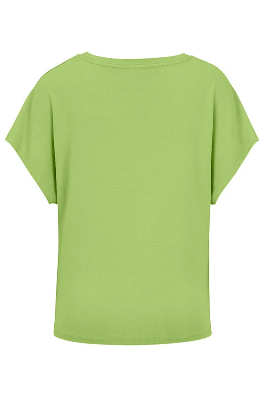 Rundhalsshirt mit Raffungen in Lime