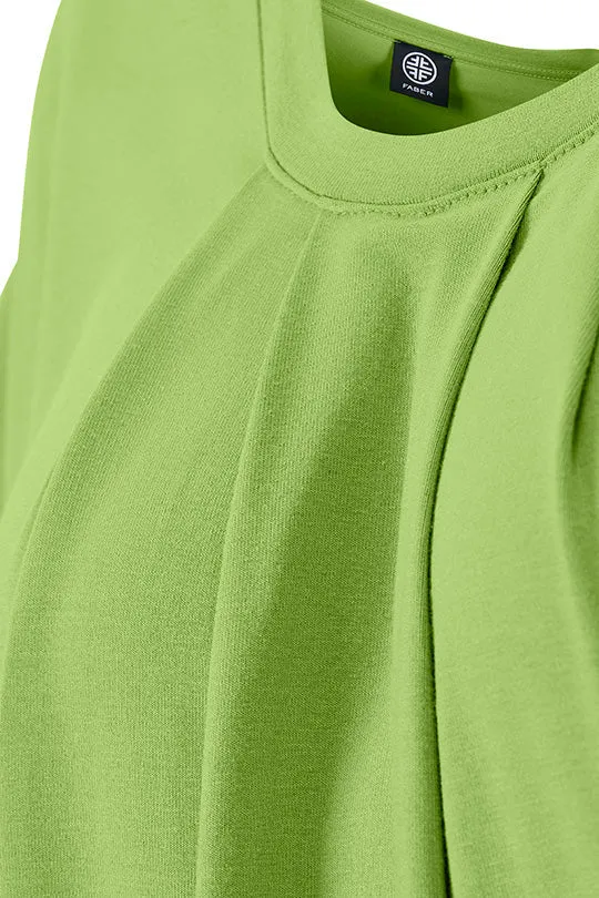 Rundhalsshirt mit Raffungen in Lime