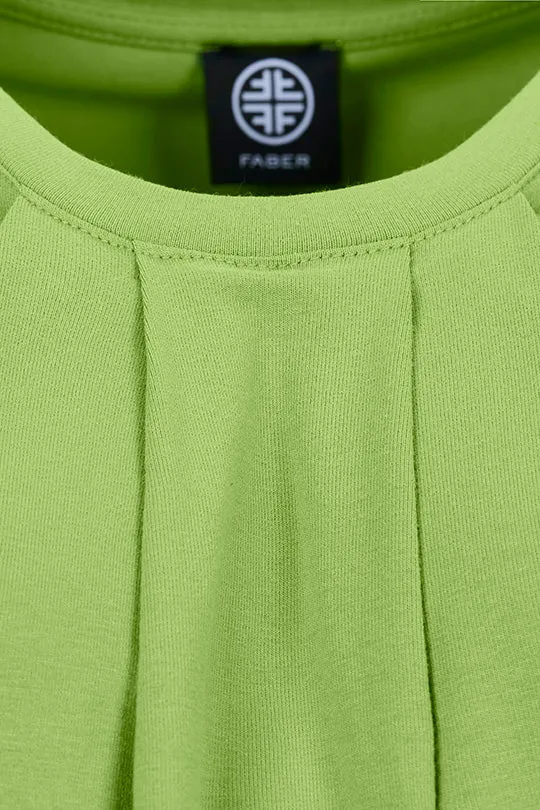 Rundhalsshirt mit Raffungen in Lime