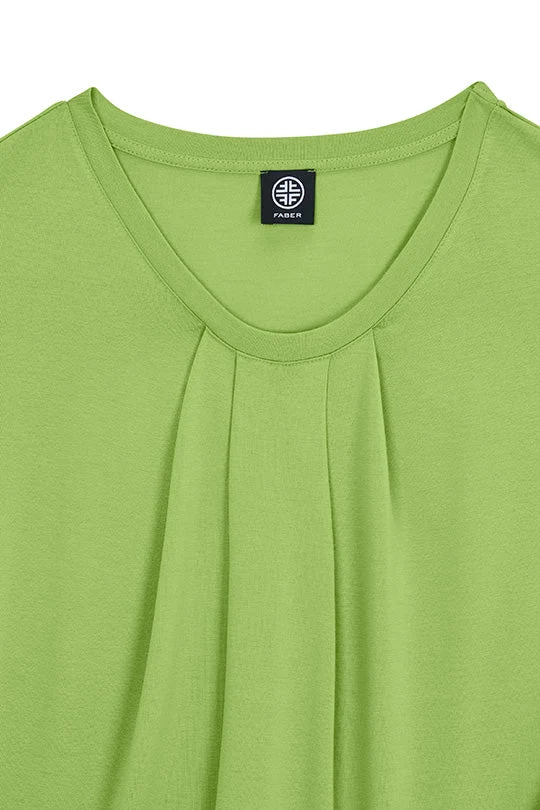Rundhalsshirt mit Raffungen in Lime
