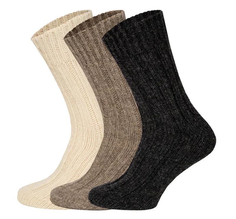 2 Paar 100% Wolle Schurwoll Socken Natur Warm