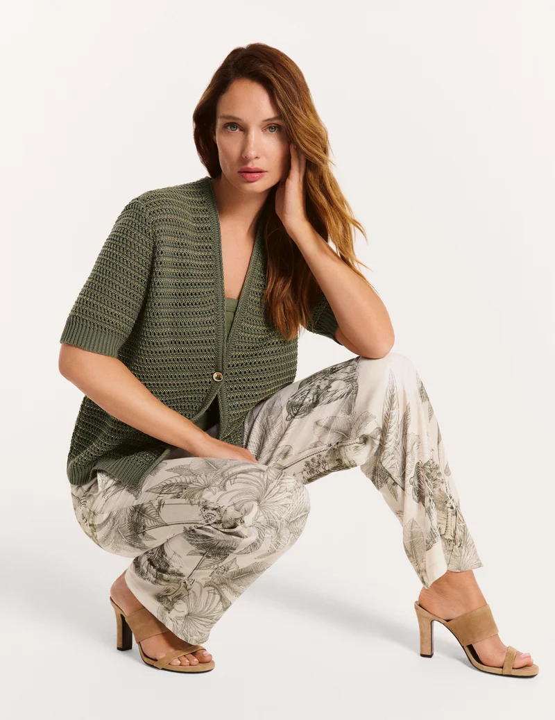 Halbarm-Cardigan mit edlem Ajourmuster | 100% Made in Germany