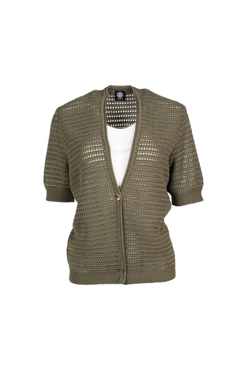 Halbarm-Cardigan mit edlem Ajourmuster | 100% Made in Germany
