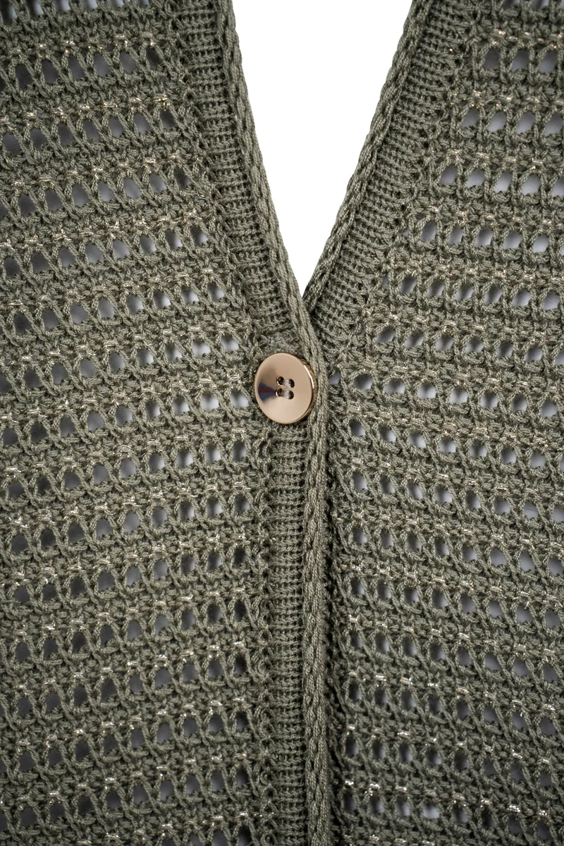 Halbarm-Cardigan mit edlem Ajourmuster | 100% Made in Germany