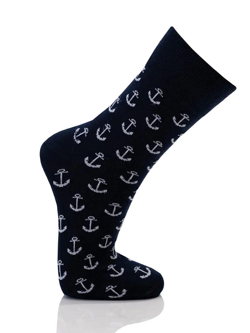 Ein Paar Maritime Baumwoll Socken mit Anker Motiv