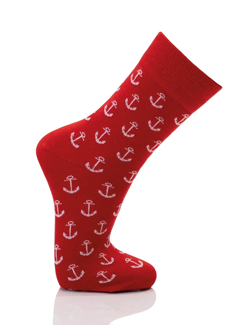 Ein Paar Maritime Baumwoll Socken mit Anker Motiv
