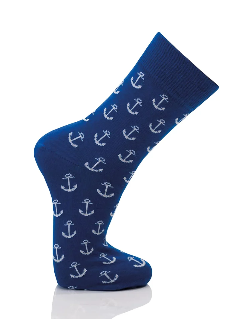 Ein Paar Maritime Baumwoll Socken mit Anker Motiv