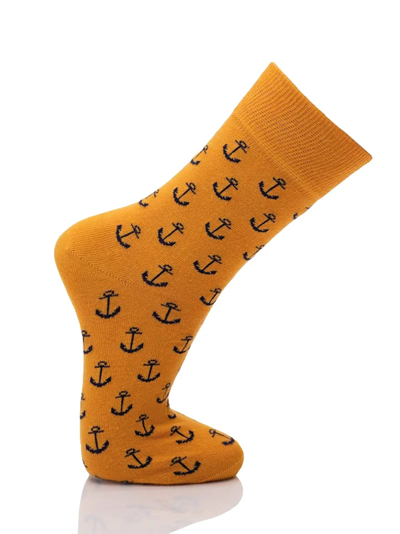 Ein Paar Maritime Baumwoll Socken mit Anker Motiv