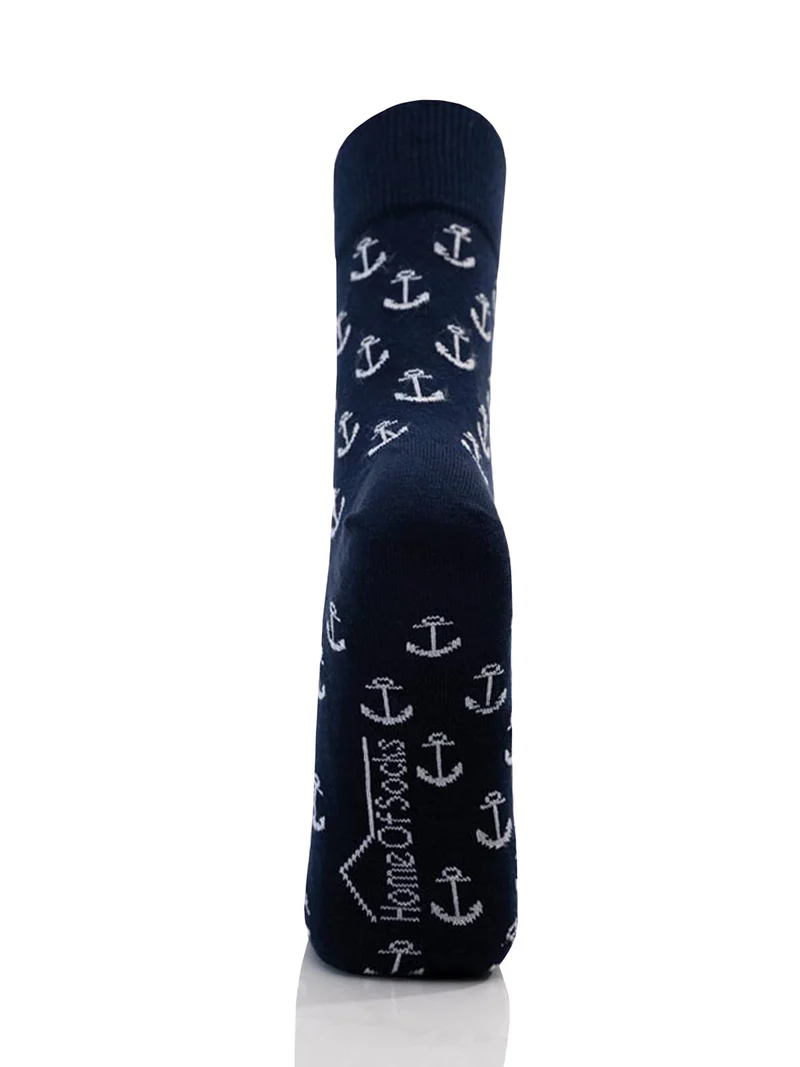 Ein Paar Maritime Baumwoll Socken mit Anker Motiv