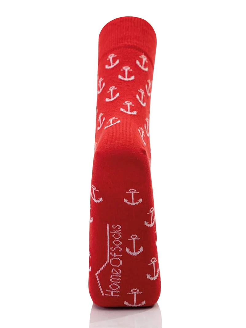 Ein Paar Maritime Baumwoll Socken mit Anker Motiv