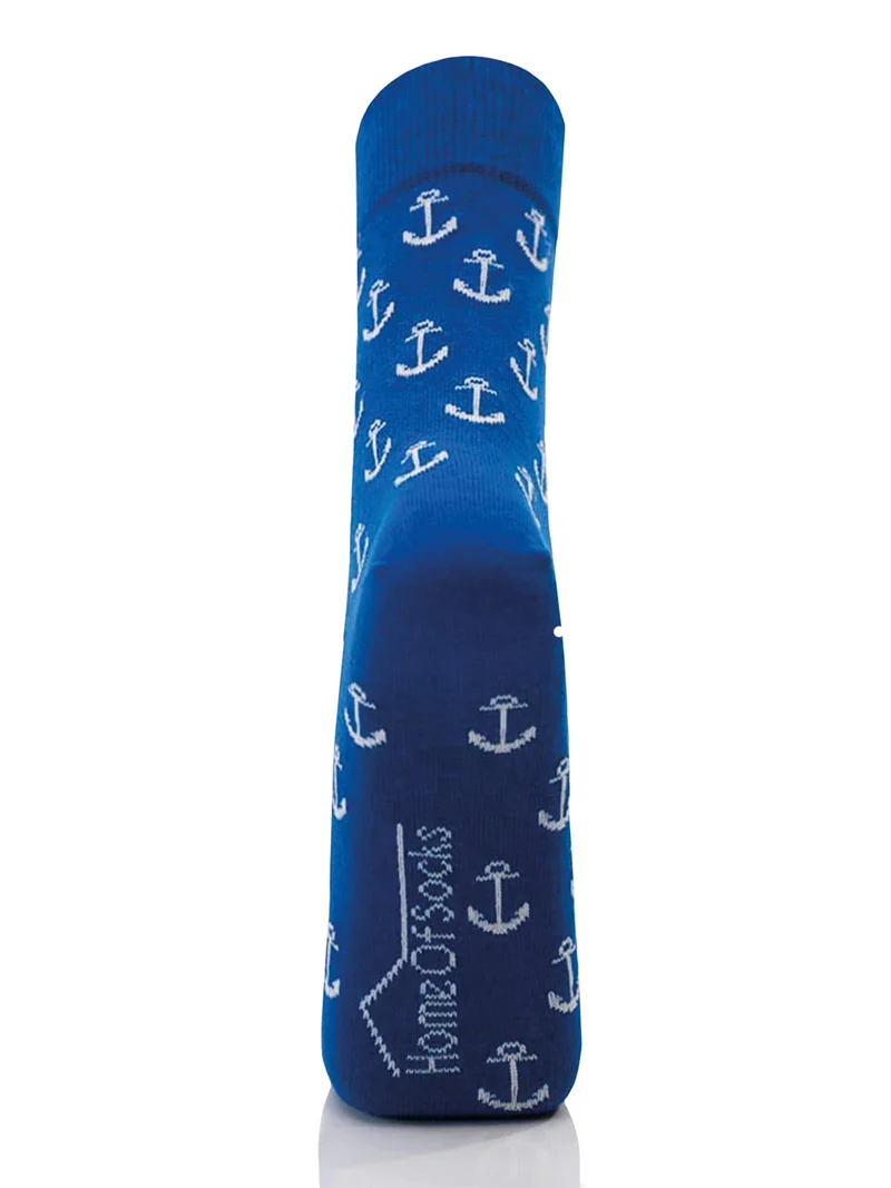 Ein Paar Maritime Baumwoll Socken mit Anker Motiv