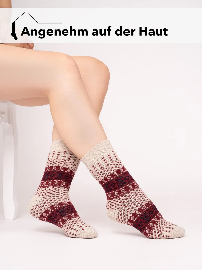 Ein Paar 45% Wollsocken Buntes s Design
