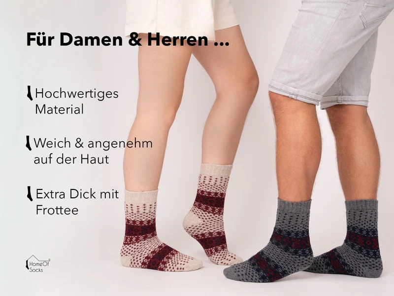 Ein Paar 45% Wollsocken Buntes s Design