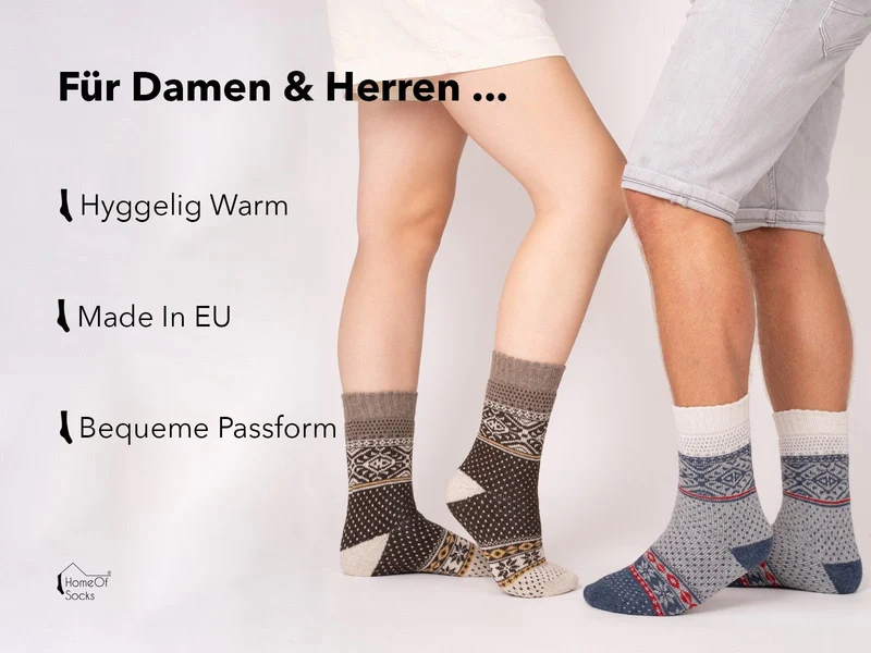 Ein Paar 45% Wollsocken Buntes s Design