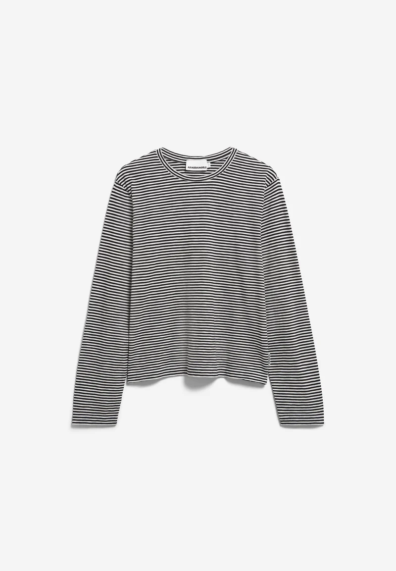 SLUB JERSEY GESTREIFTES LANGARMSHIRT | black-oatmilk