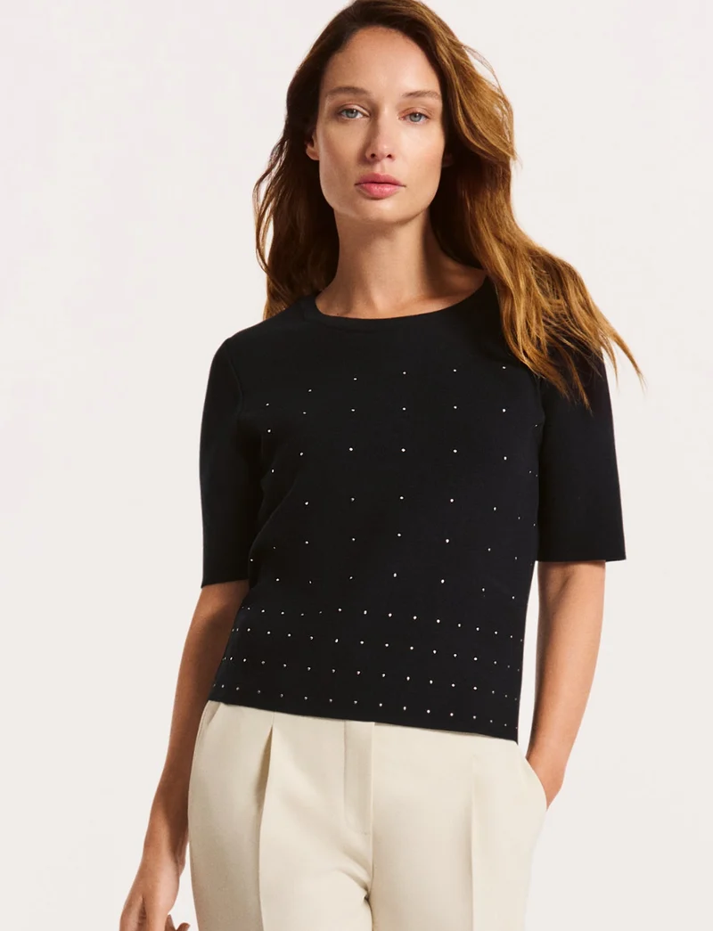 Pullover Rundhals mit Nieten | 100% Made in Germany
