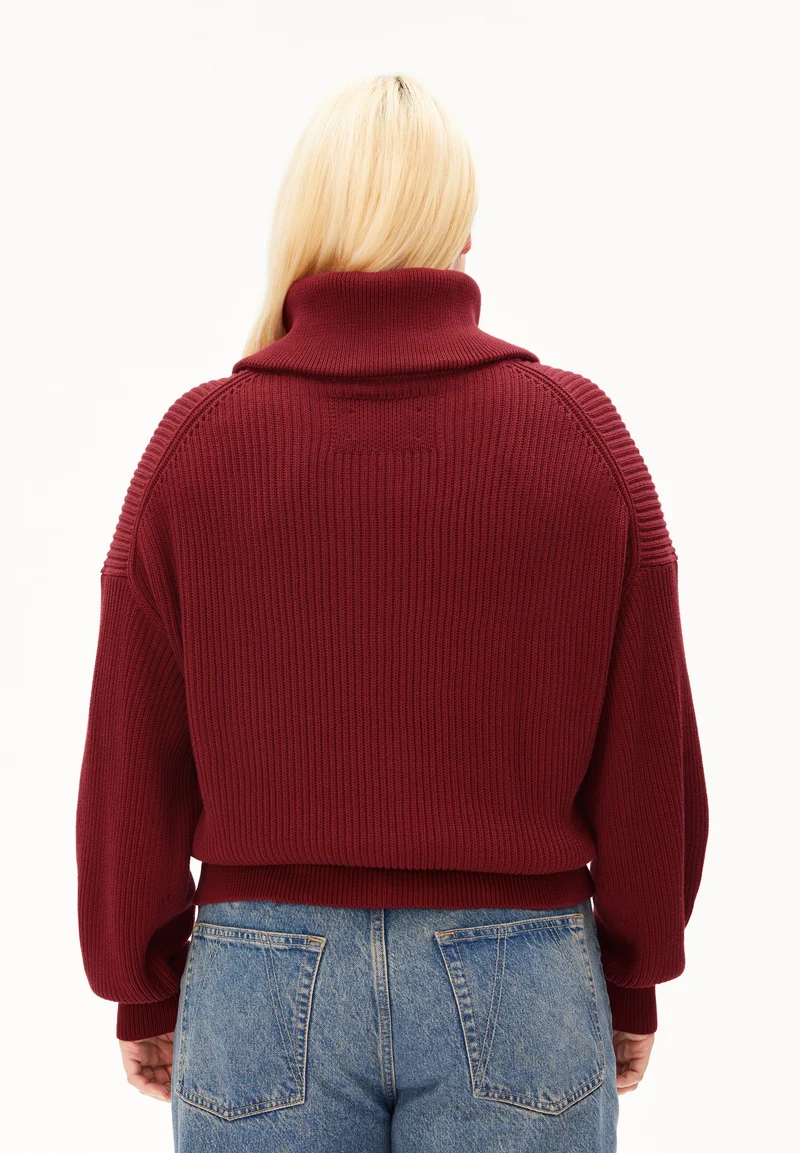 VANISÉ RIPP-STRICKJACKE | velvet red-light velvet red