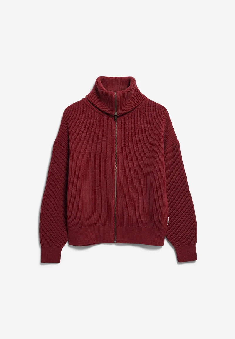 VANISÉ RIPP-STRICKJACKE | velvet red-light velvet red