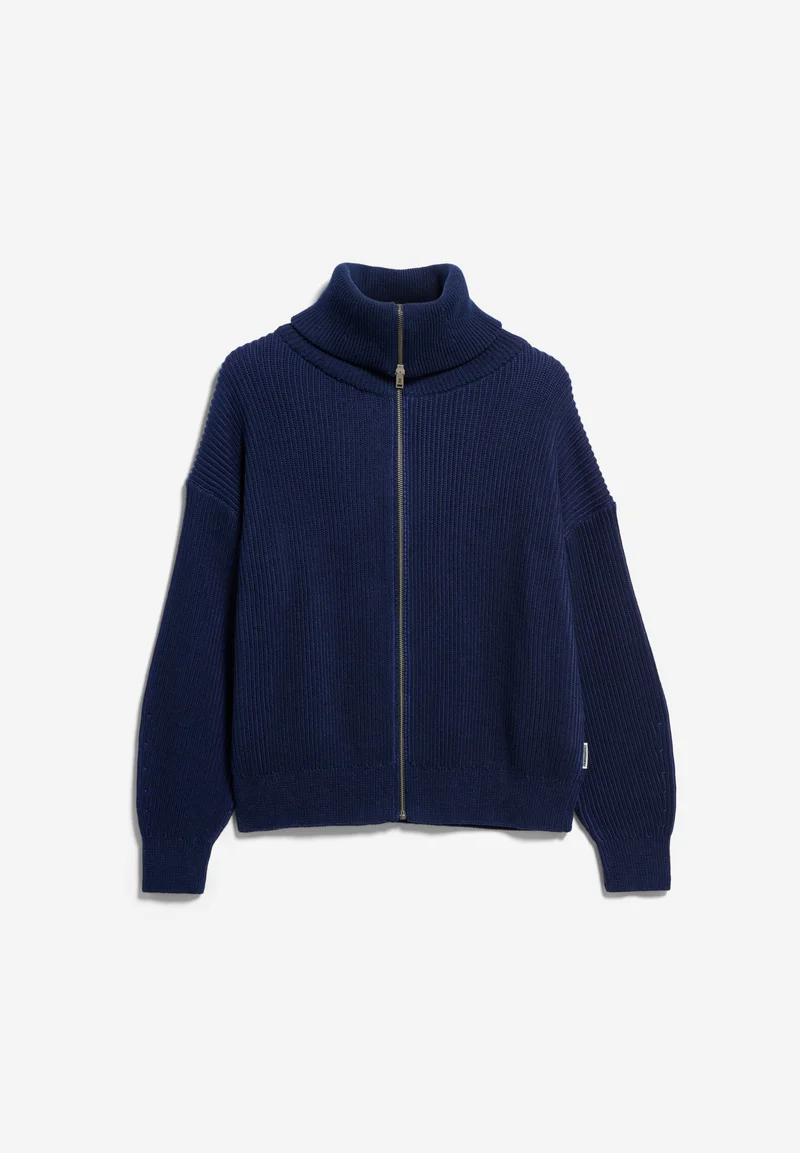 VANISÉ RIPP-STRICKJACKE | tinted navy-light tinted navy