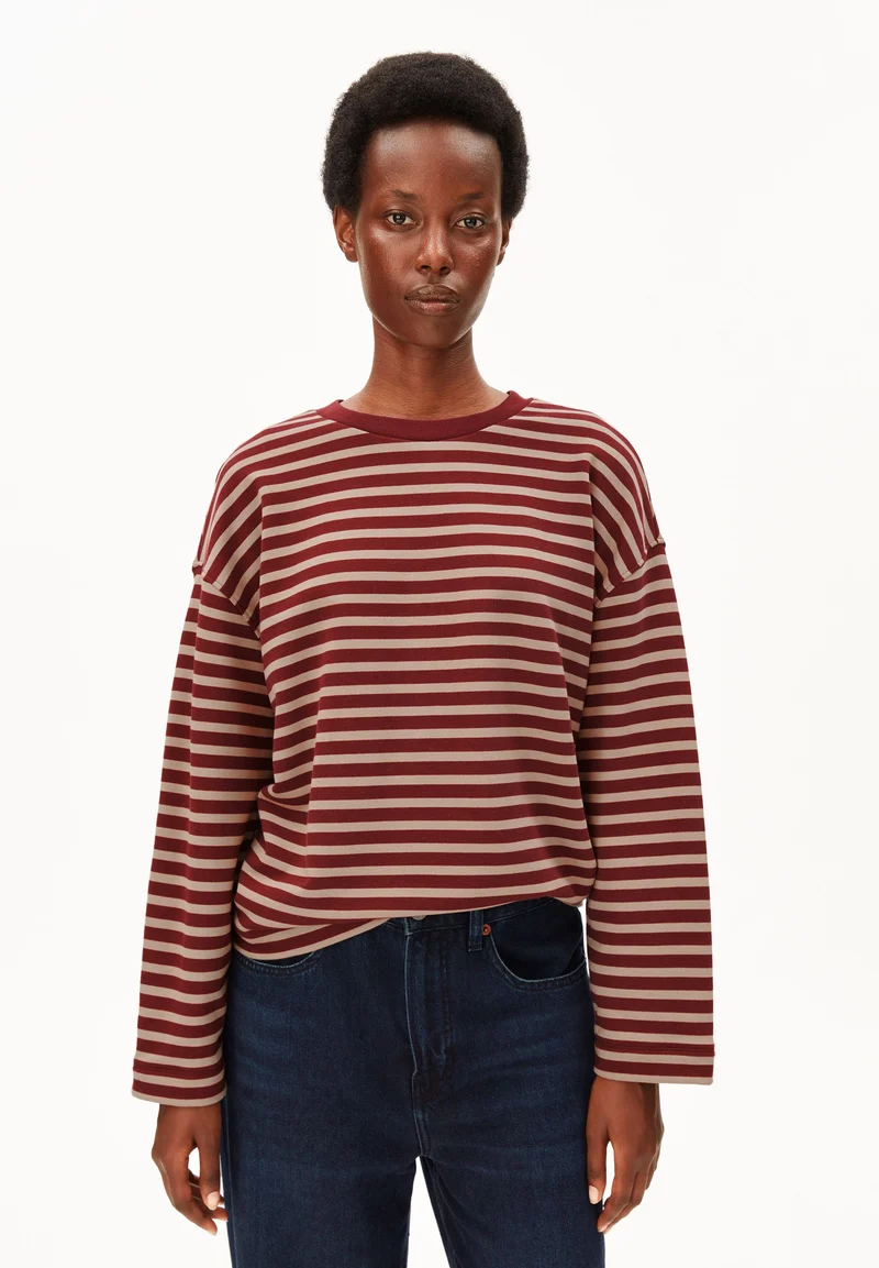 FRANKAA MAARLEN GESTREIFTES SWEATSHIRT | velvet red-honey reed