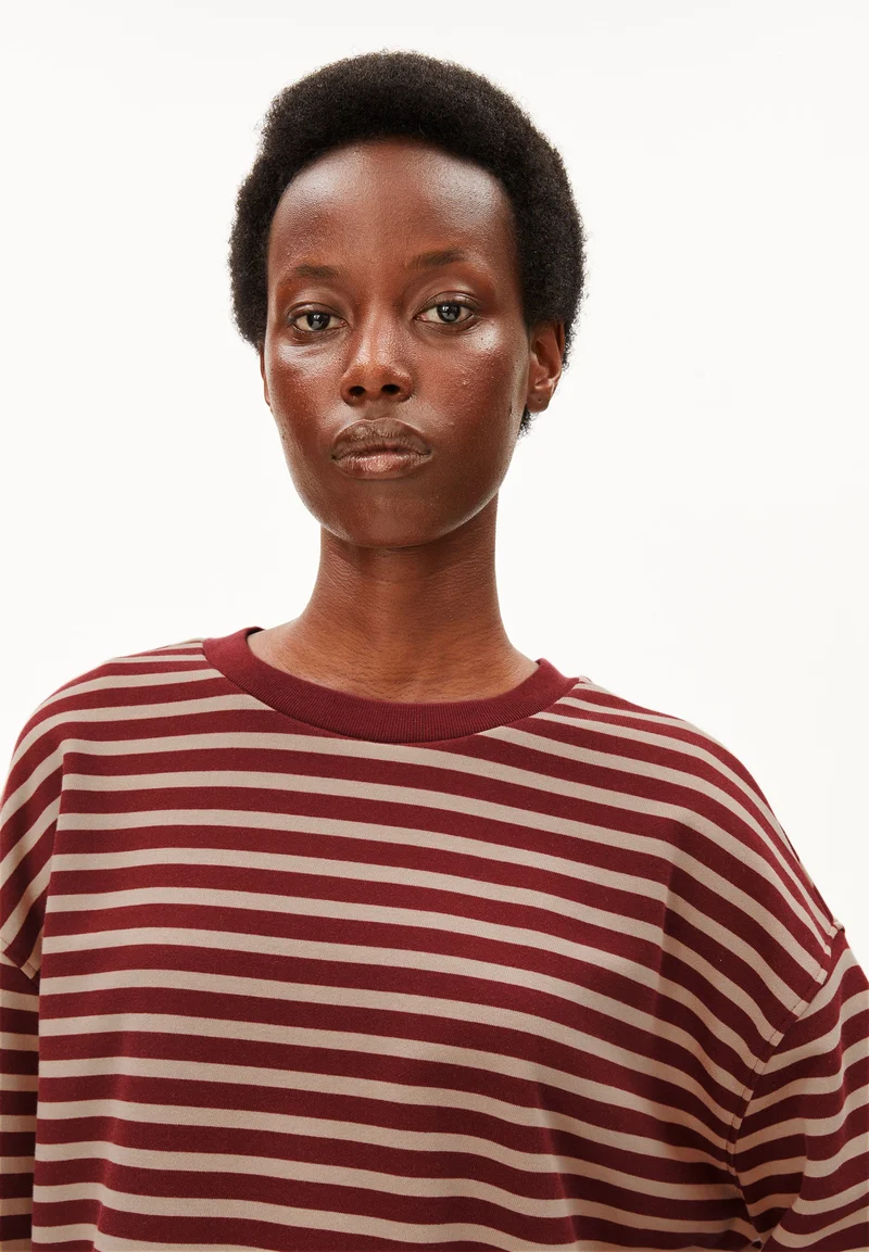 FRANKAA MAARLEN GESTREIFTES SWEATSHIRT | velvet red-honey reed