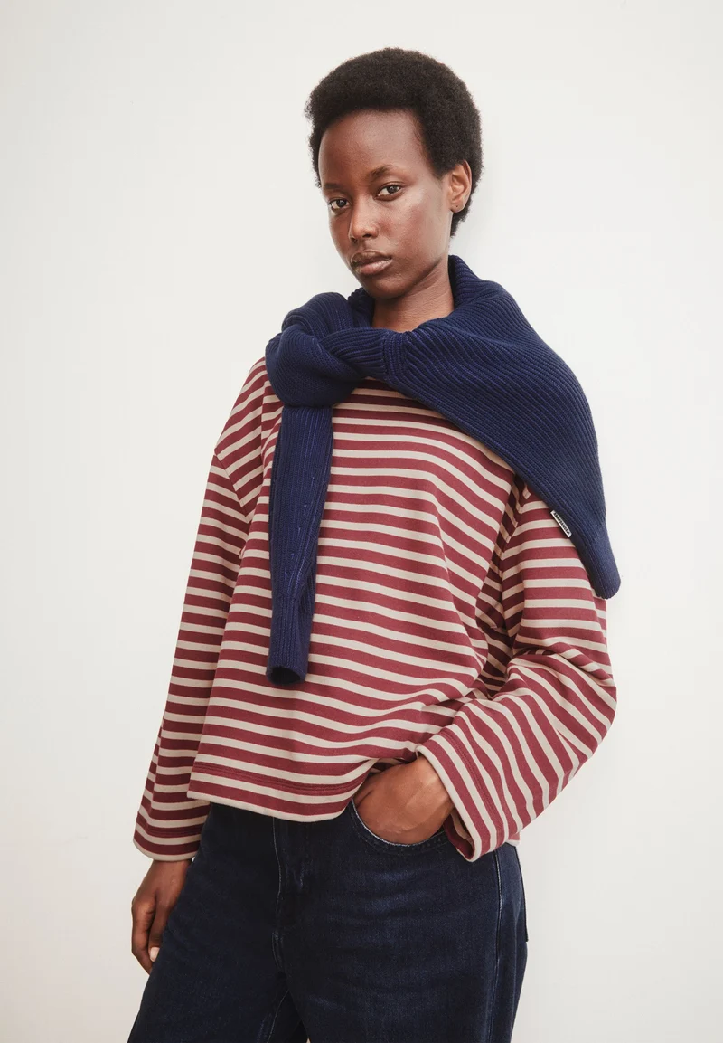 FRANKAA MAARLEN GESTREIFTES SWEATSHIRT | velvet red-honey reed