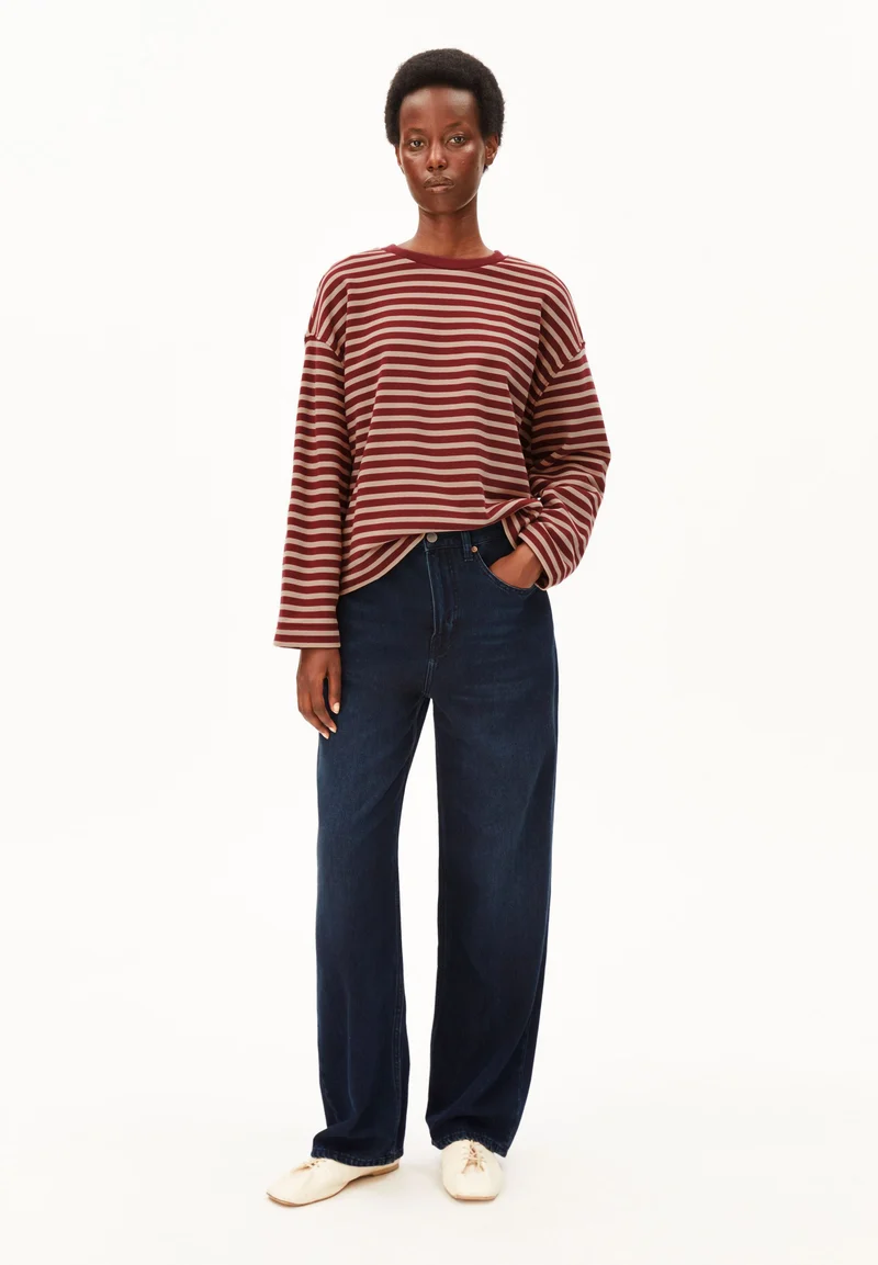 FRANKAA MAARLEN GESTREIFTES SWEATSHIRT | velvet red-honey reed