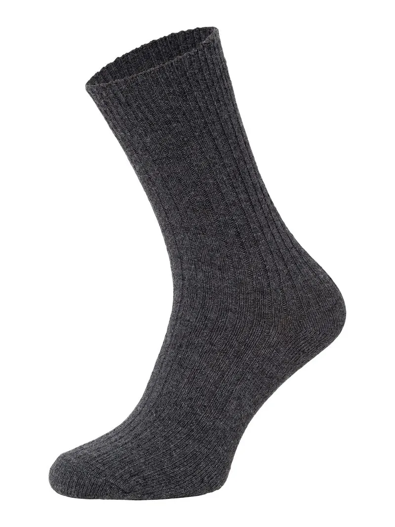 Ein Paar 72% Wollsocken Einfarbig Ripp Druckarmer Bund