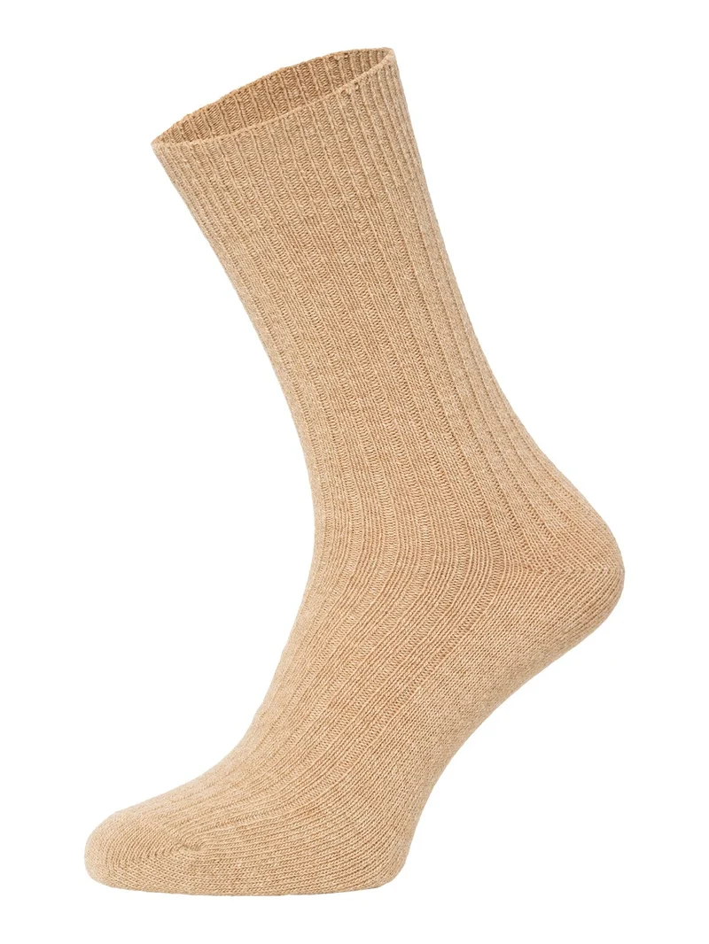 Ein Paar 72% Wollsocken Einfarbig Ripp Druckarmer Bund