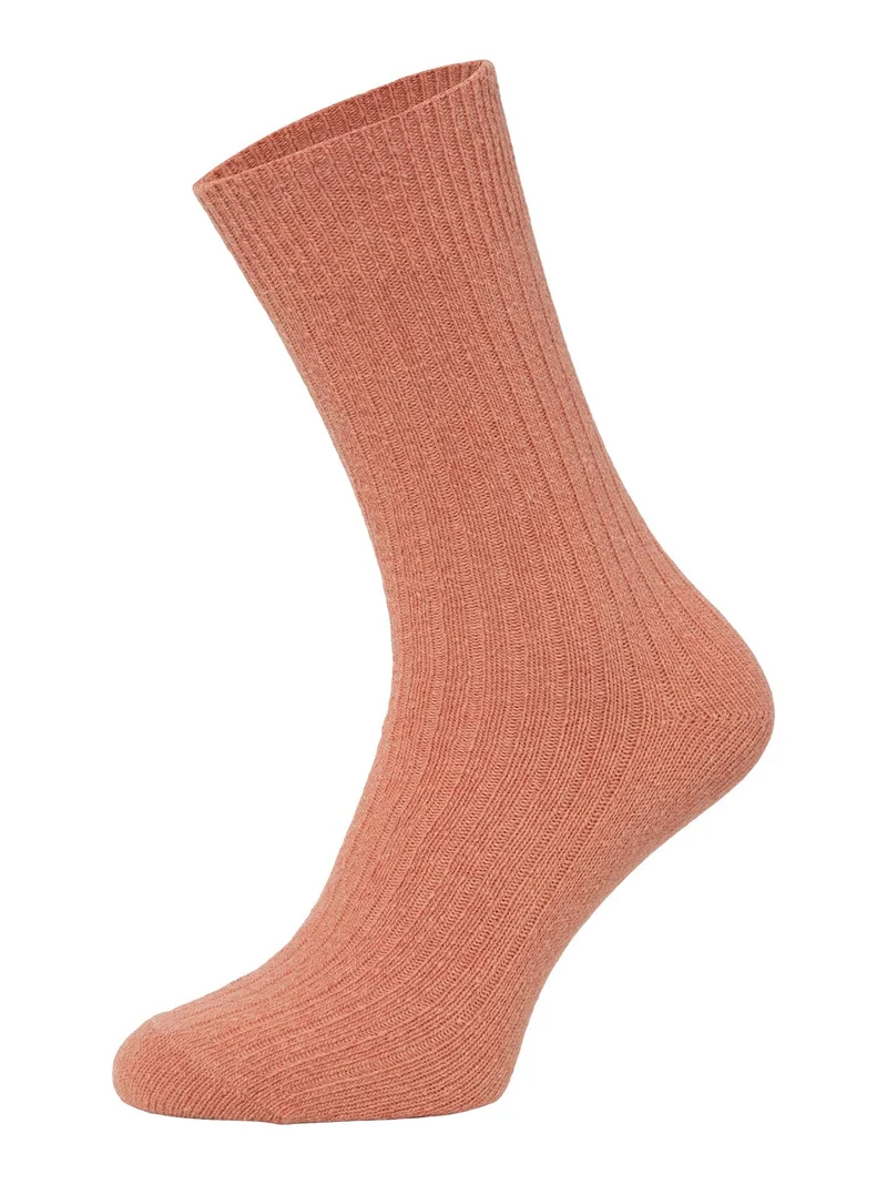 Ein Paar 72% Wollsocken Einfarbig Ripp Druckarmer Bund