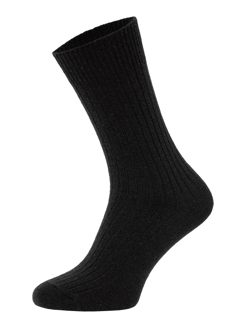 Ein Paar 72% Wollsocken Einfarbig Ripp Druckarmer Bund