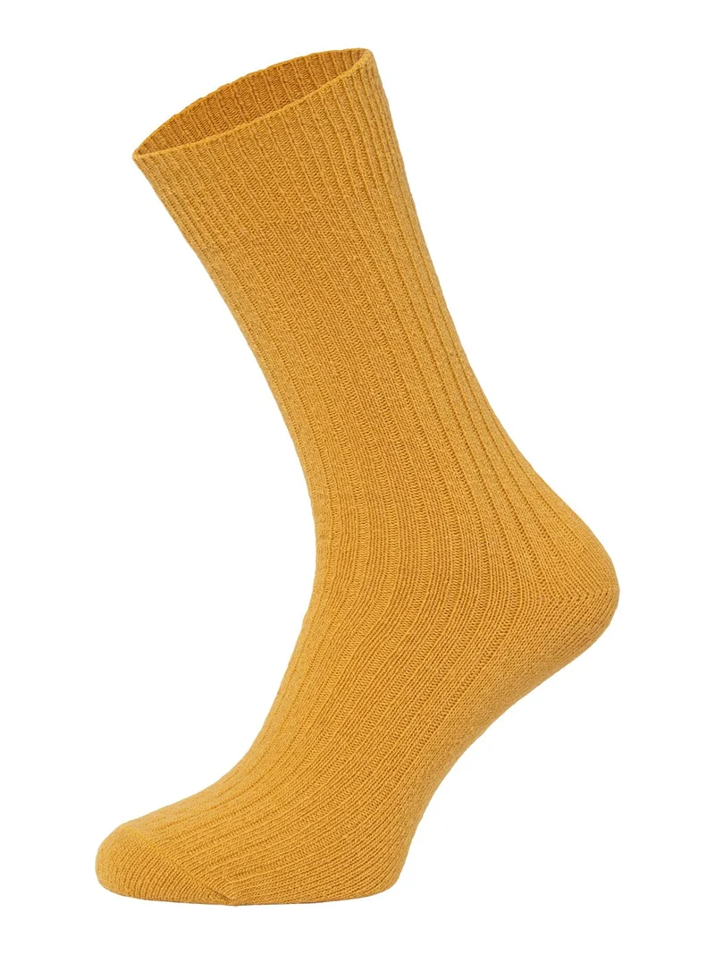 Ein Paar 72% Wollsocken Einfarbig Ripp Druckarmer Bund