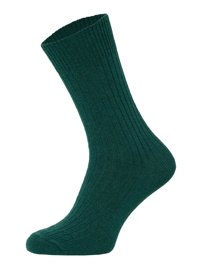 Ein Paar 72% Wollsocken Einfarbig Ripp Druckarmer Bund