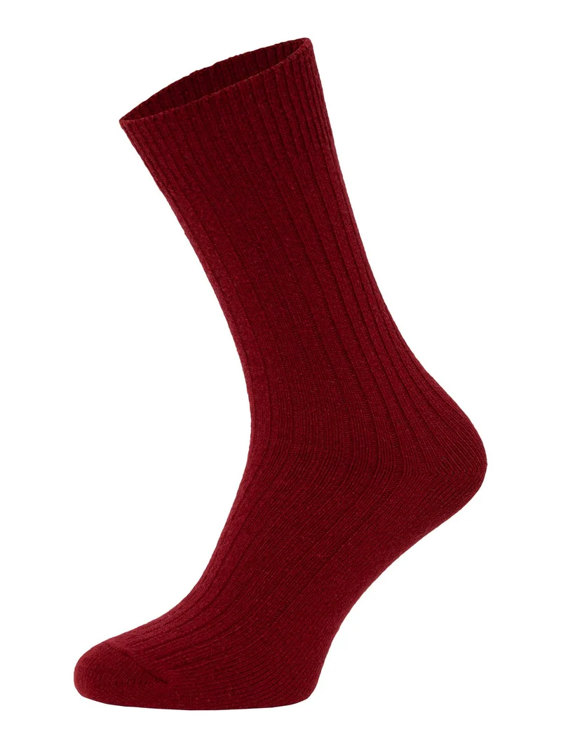 Ein Paar 72% Wollsocken Einfarbig Ripp Druckarmer Bund