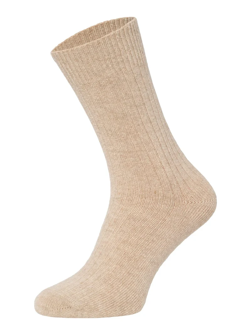 Ein Paar 72% Wollsocken Einfarbig Ripp Druckarmer Bund
