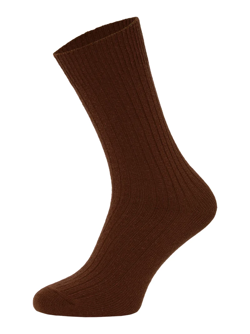 Ein Paar 72% Wollsocken Einfarbig Ripp Druckarmer Bund