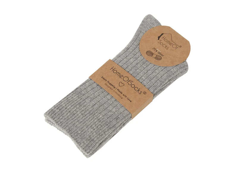 Ein Paar 72% Wollsocken Einfarbig Ripp Druckarmer Bund