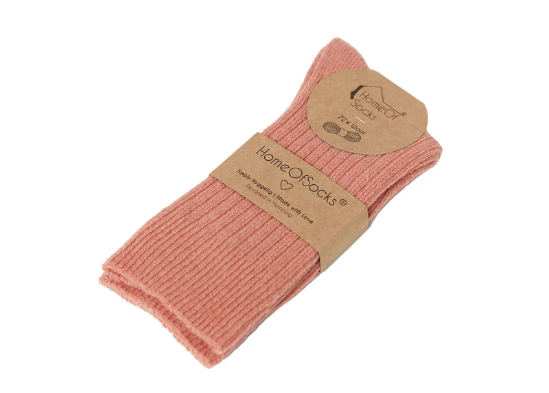 Ein Paar 72% Wollsocken Einfarbig Ripp Druckarmer Bund