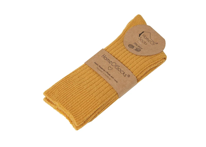 Ein Paar 72% Wollsocken Einfarbig Ripp Druckarmer Bund