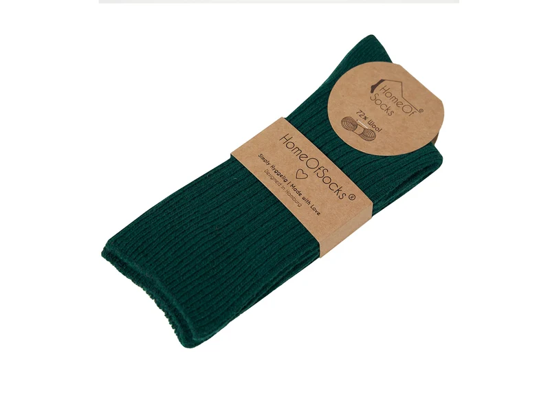 Ein Paar 72% Wollsocken Einfarbig Ripp Druckarmer Bund