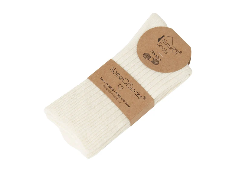 Ein Paar 72% Wollsocken Einfarbig Ripp Druckarmer Bund