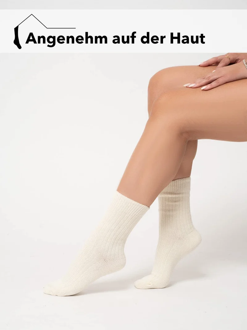 Ein Paar 72% Wollsocken Einfarbig Ripp Druckarmer Bund