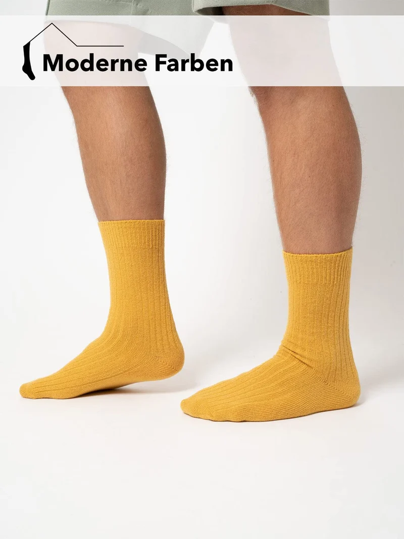 Ein Paar 72% Wollsocken Einfarbig Ripp Druckarmer Bund