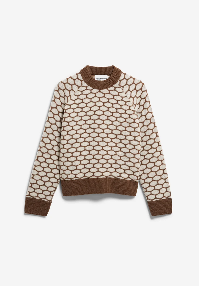 GEPUNKTETER WOLLSTRICKPULLOVER | claystone melange-oatmilk