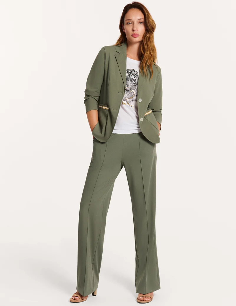 Einreihiger Blazer mit Strickbündchen