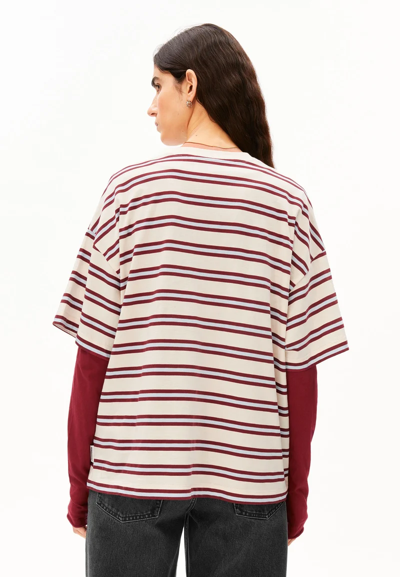 ICONIC Å GESTREIFTES T-SHIRT | undyed-velvet red-soft blue