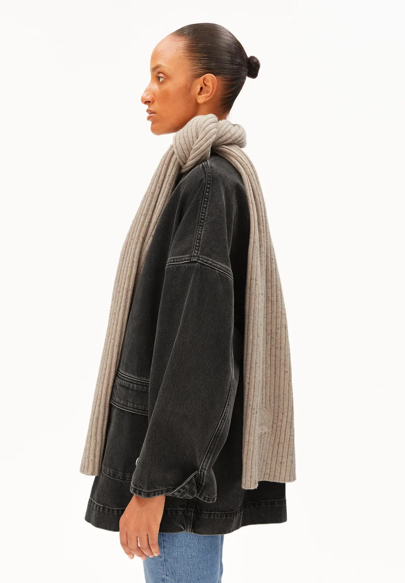 TWEED-STRICKSCHAL | sandstone tweed