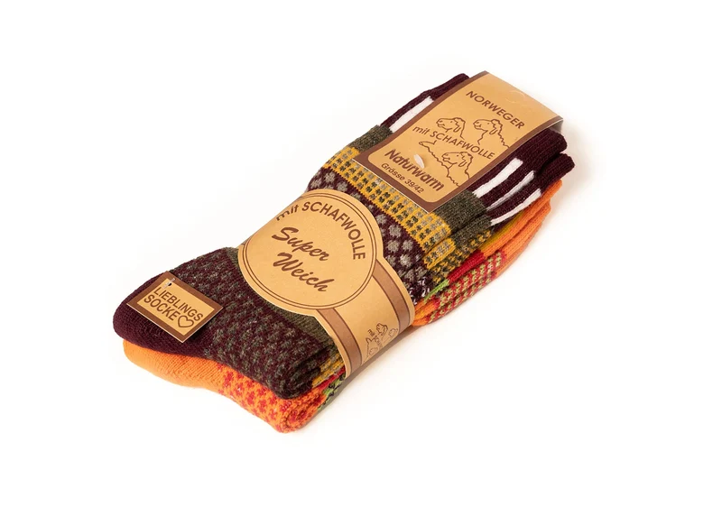 2 Paar 45% Wollsocken Bunt s Design 2 Paar