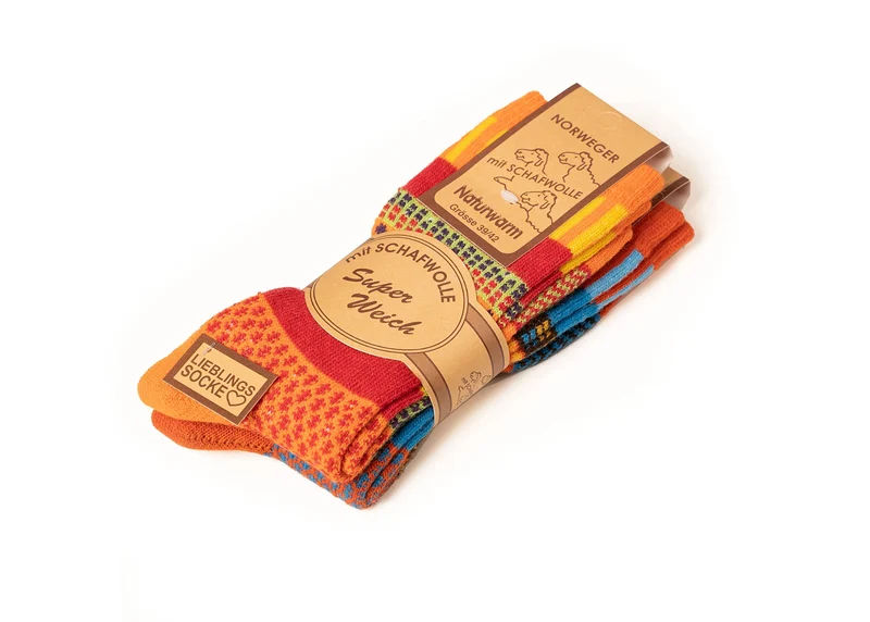 2 Paar 45% Wollsocken Bunt s Design 2 Paar