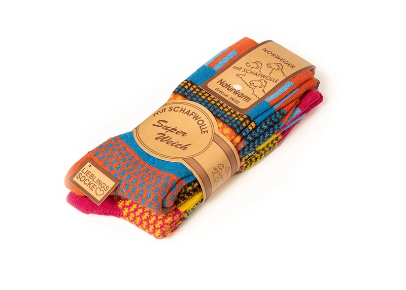 2 Paar 45% Wollsocken Bunt s Design 2 Paar